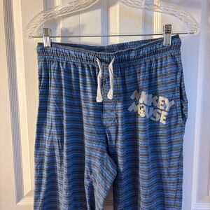 Disney Blue Striped Mickey Mouse Pajama Bottoms
